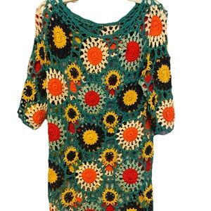 Colorful Crochet Floral Dress top